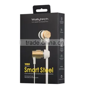 Wallytech W805 Metal in Ear Earphones With Built-in Mic Tangle-free Wired Headset Earbuds for Apple IOS for Samsung thumbnail-1