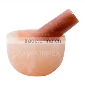 Mortar and Pestle Made From Himalayan Rock Salt thumbnail-1