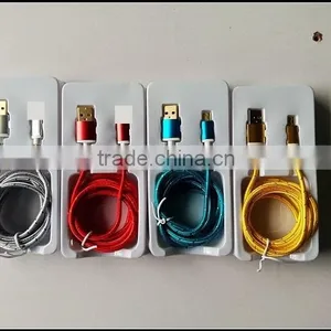 Colourful Braided Micro v8 and I5 Gold Plated Usb Cable With Aluminium Alloy Shell thumbnail-2