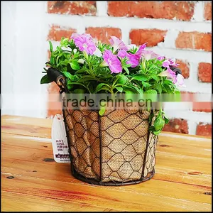 Hand Weaving Wire Basket With Jute Liner thumbnail-1