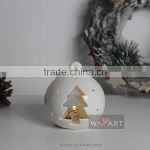 Electric Light Christmas Tree Carving Ceramic Snowball thumbnail-1