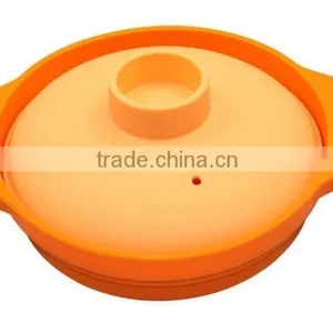 Silicone Microwave Cooking Handle Bowl Silicone Rubber Food Steamer With Cover thumbnail-1