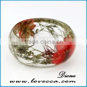 2016 Fashion Design Hot Sell Real Dried Flower Clear Resin Bangle thumbnail-6