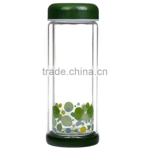 200ml Drinking Water Bottles With Colorful Lid Double Wall Glass Water Bottle for Tea thumbnail-3