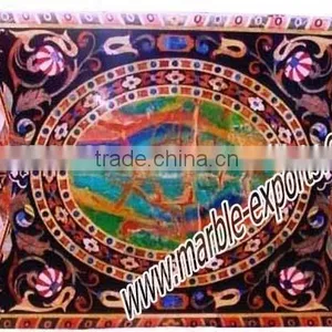 Rectangle Table Top, Semi Precious Stone Inlay Table Top thumbnail-1