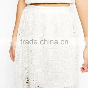 100% Cotton White Lace Skirt Broderie Anglaise Lace Skirt thumbnail-4