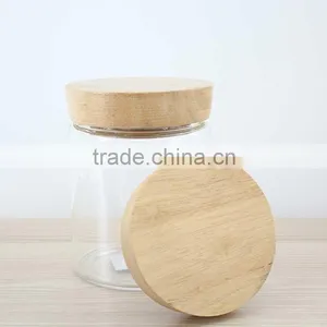 Wholesale 500ml Glass Storage Jar With Wooden Lid Handmade Heat Resistant Glassware N6310 thumbnail-5