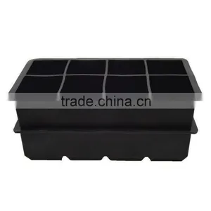 Ice Cube Trays - Food Grade Ice Cube Containers - Eight Cubes Ice Molds, Set of 2, Black thumbnail-3