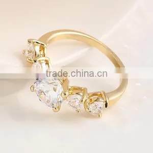 Hot Sale 18K Real Gold Plated Ring Fashion New Crystal Rings Wedding thumbnail-3