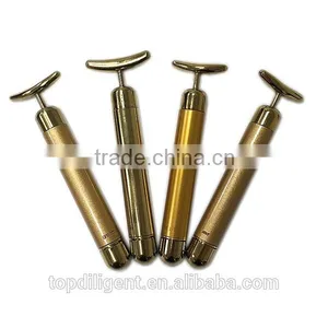 T Shape Strong Vibration Face Lift 24k Gold Beauty Roller thumbnail-1