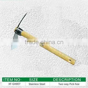 Carbon Steel Dual Garden Hoe Harrow/rake Combination With Wood Handle and Custom Logo thumbnail-1