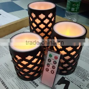 Led Flameless Candles Led Carved Flameless Flickering Real Wax Candles With Remote Control LED Remote Wax Candles thumbnail-1