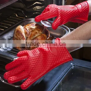 Silicone BBQ Grilling Gloves, Silicone Oven Gloves With Fingers Hand Gloves thumbnail-3