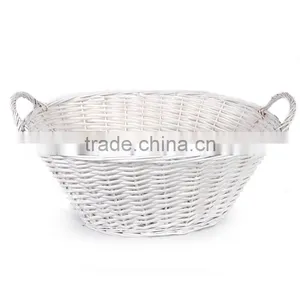 Wholesale White or Natural Color Wicker Basket With 2 Side Handles, Wicker Basket Wholesale thumbnail-2