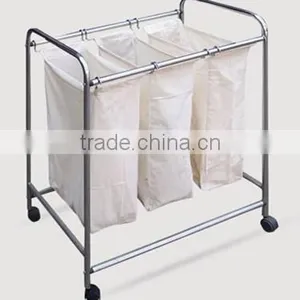 Collapsible Folding Bamboo Laundry Basket With Wheels thumbnail-1