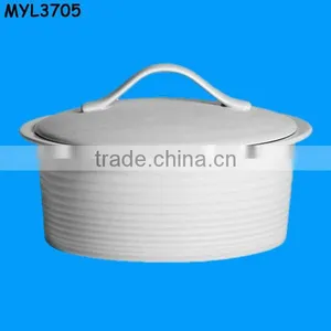 Ceramic White Spiricle Casserole Pot With Portable Lid thumbnail-1