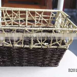 Round/Rectangular Paper Rope Wire Storage Basket With Ear Handle thumbnail-1