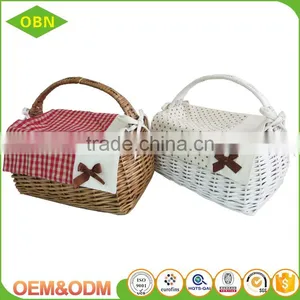 New Arrival Empty Wicker Hamper Hanging Basket White Wicker Basket Picnic Wicker Food Basket for Sale thumbnail-2