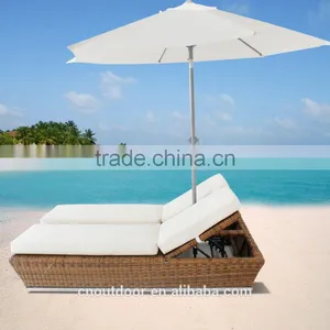 2016 Updated Double Rattan/wicker Daybed With Wheels WYHS-D055, Wicker Furniture/Garden Patio Furniture/outdoor Furniture. thumbnail-3