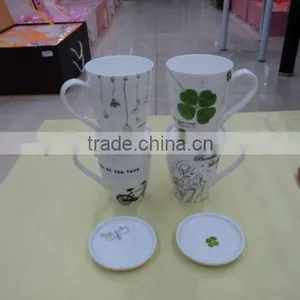 Special Drum Ceramic Flower Drink Cup With Lids thumbnail-1