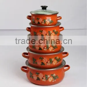 673DG 16-24CM Enamel Casserole Cookware With Glass Lid thumbnail-4
