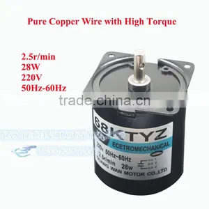 68KTYZ 28W AC 220V Permanent Magnet Synchronous Gear Motor 2.5RPM thumbnail-1