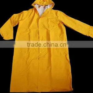 Waterproof Yellow PVC Polyester Safety Long Raincoat thumbnail-2