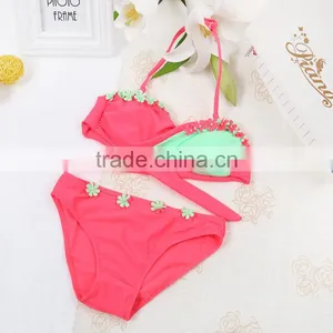 Baby Solid Color Bikini Baby Bikini Swimwear Kids Bikini For Girls thumbnail-1