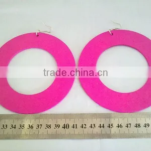 Hot Sale Wood Hoop Earrings Large Size Round Earring New Trendy Glitter Wood Earring thumbnail-1