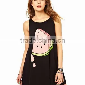 Cheapsale Summer Printed Ladies Loose Solid Color Casual Dress OEM Service Bulk Dress thumbnail-1