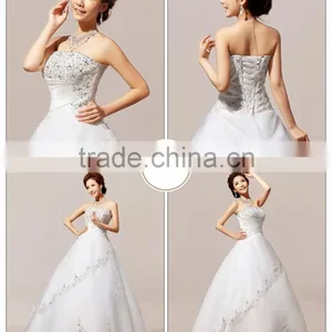 Newest Style Satin And Tulle Appliqued Elegant Ball Gown Simple Wedding Bridal Dress thumbnail-4