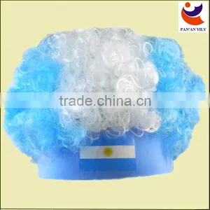2014 Factory Hot Sale Argentina National Colors Half Wig Cap thumbnail-1