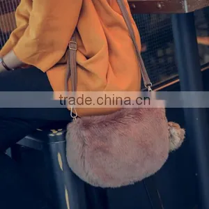 2016 New Fashion Women Handbag Brand Designer Hand Bag Faux Rabbit Fur Bags thumbnail-2