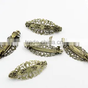 Woman Antique Bronze Flower French Hair Barrette Clips Accessories thumbnail-3