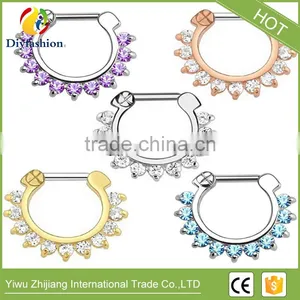 High Quality Colorful Fashion Diamond Non Piercing Fake Nose Ring thumbnail-1