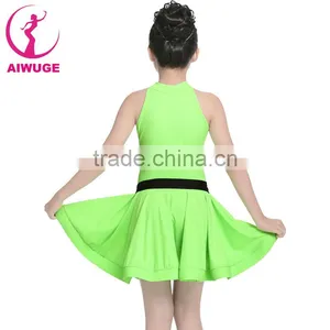 Green Salsa Tango Dance Wear Ballroom Dancing Costumes Girls Latin Dance Dress thumbnail-5
