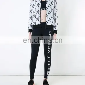 Star Mesh Long Sleeves Zip Up Women's Bomber Jacket thumbnail-3