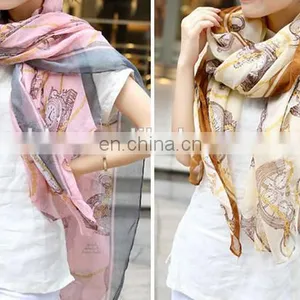 Embellish Infinity Pink Floral Printed Scarf Soft Yarn Muffler Simple Oblong Scarves thumbnail-5