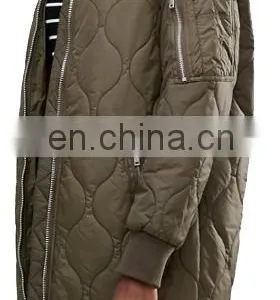 Chinese Manufacturer Padded Quilted Longline Bomber Jacket thumbnail-3
