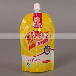 Custom Printed Stand up Plastic Reusable Squeeze Spout Pouch Bag For Gruel Packing With Clear Window thumbnail-1