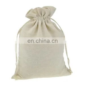 White Cotton Drawstring Pouch With Customized Logo Bag thumbnail-4