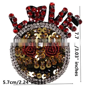Hot Sale Beading Sequin Rhinestones Love Smaile Face Patches Badges For Clothing/Bag thumbnail-5
