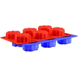Free Sample Food Grade Heat Resistant Nontoxic Silicone Cake Mold Baking Mousse Pudding Mold Tool Rose Shape 6holes thumbnail-3