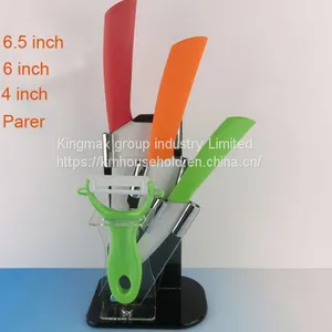Non-Slip Handle 5 Pcs Color Full Ceramic Knife Set With Block thumbnail-1