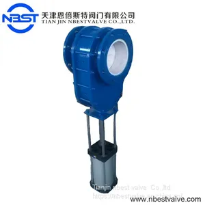 DN200 Double Pneumatic Gate Ceramic Inlet Valve Butterfly Gate Valve thumbnail-1