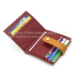 Custom Goatskin Buckle Ladies Purse Card Bag Hit Color Multi-card Leather Small Wallet thumbnail-3