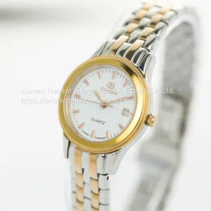 Wholesale Fashion Men Women's Couple Date Stainless Steel Band Analog Quartz Wrist Watch thumbnail-5