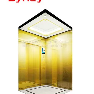 Wholesale Commercial Elevator Factory Luxury Mansions Golden Mirror Stainless Steel Home Lift Passenger Elevators With Safe Touchless Button thumbnail-1