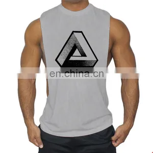 Wholesale Tank Top Bodybuilding 100% Cotton Men Tank Top Gym Fitness thumbnail-3