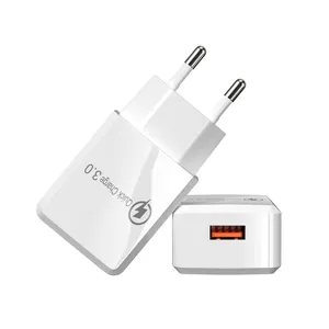 Wholesale Custom US EU Plug QC3.0 5v 2a Fast Charging Usb Wall Adapter Cell Phone Charger for Iphone Huawei thumbnail-1